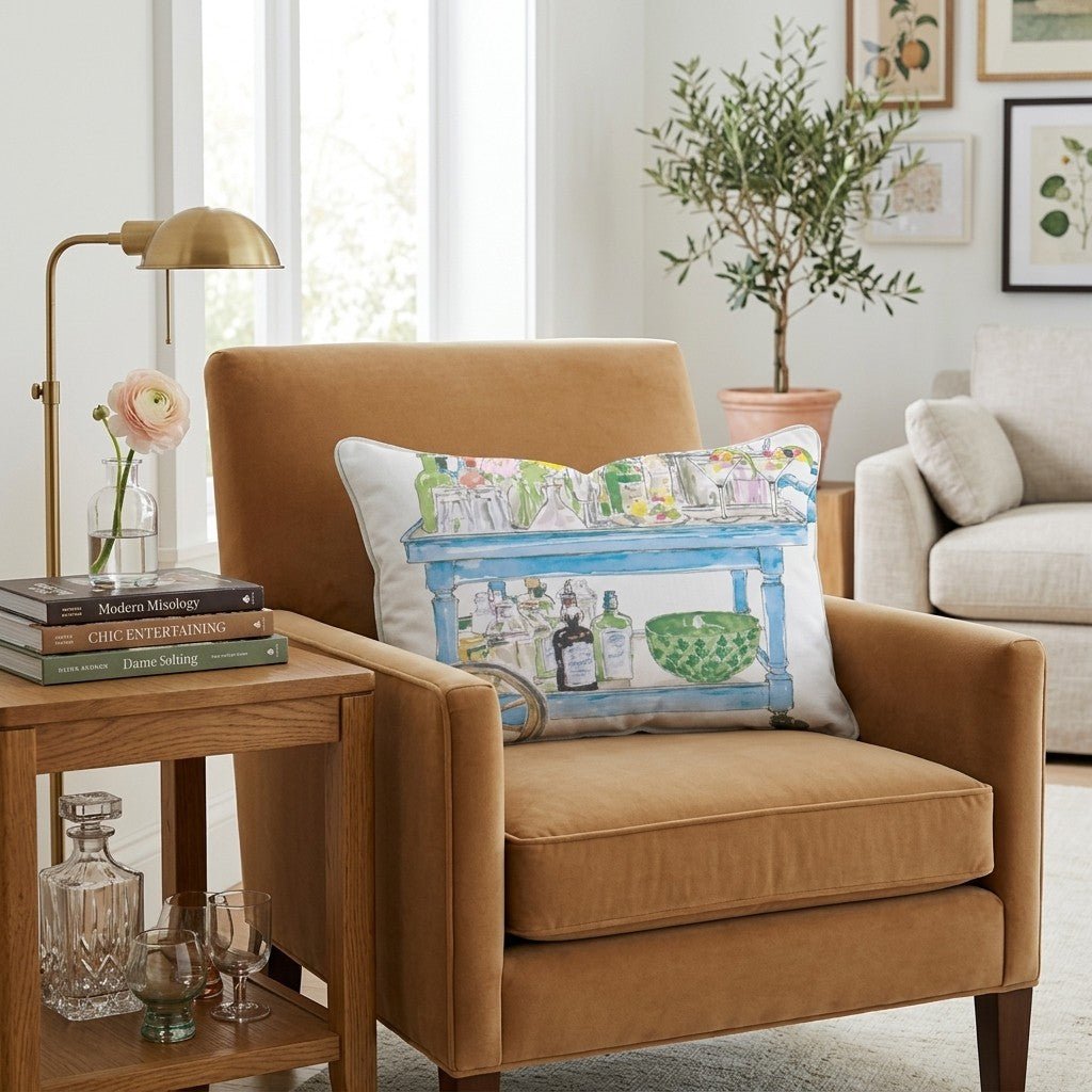 Floral Bar Cart Throw Pillow - Hillcroft Home