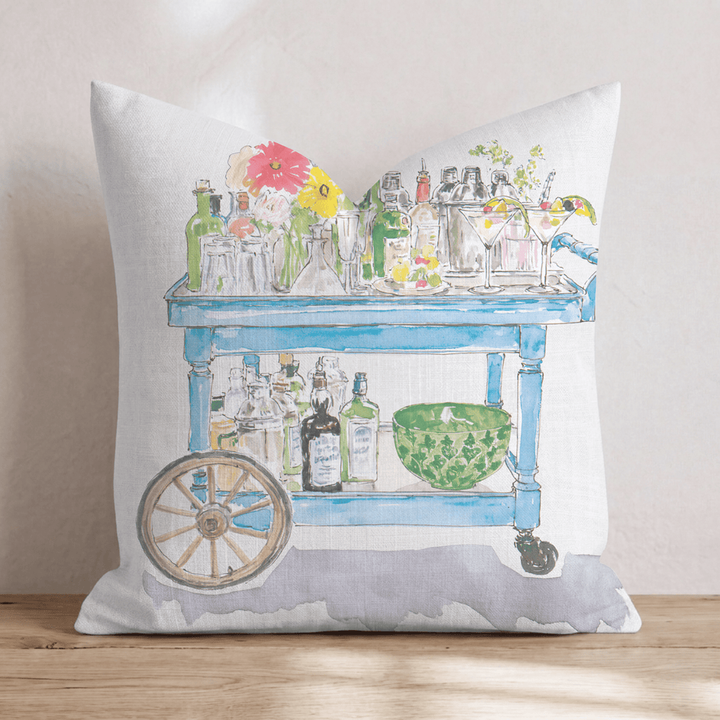 Floral Bar Cart Throw Pillow - Hillcroft Home