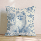 Floral Blue Pom Throw Pillow - Hillcroft Home