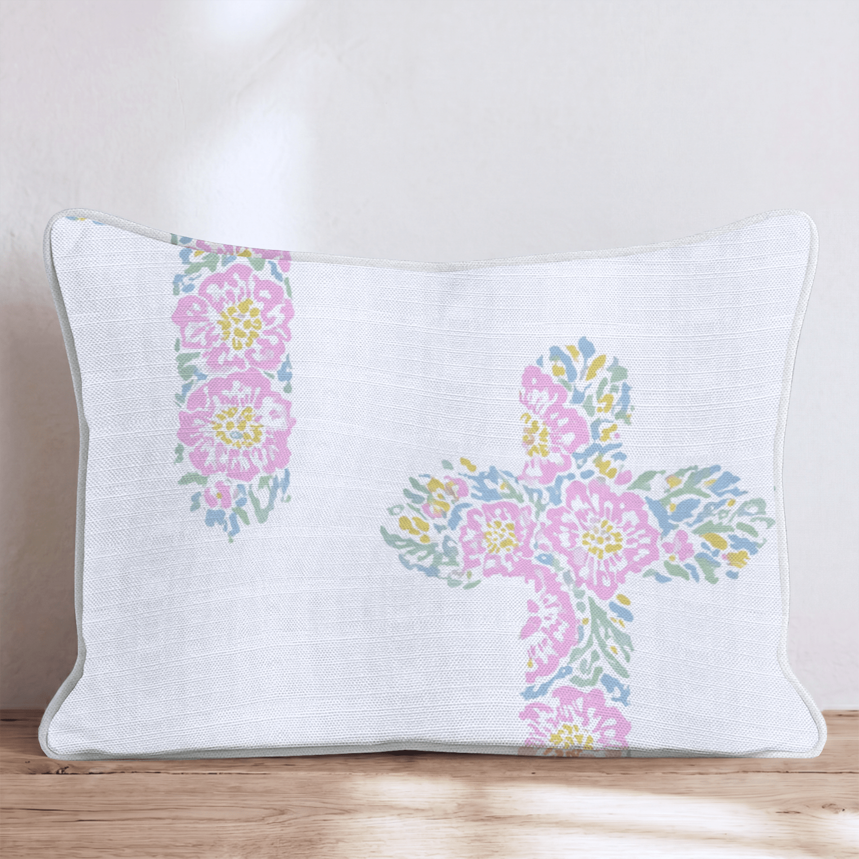 Floral Cross Throw Pillow - Hillcroft Home