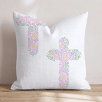 Floral Cross Throw Pillow - Hillcroft Home
