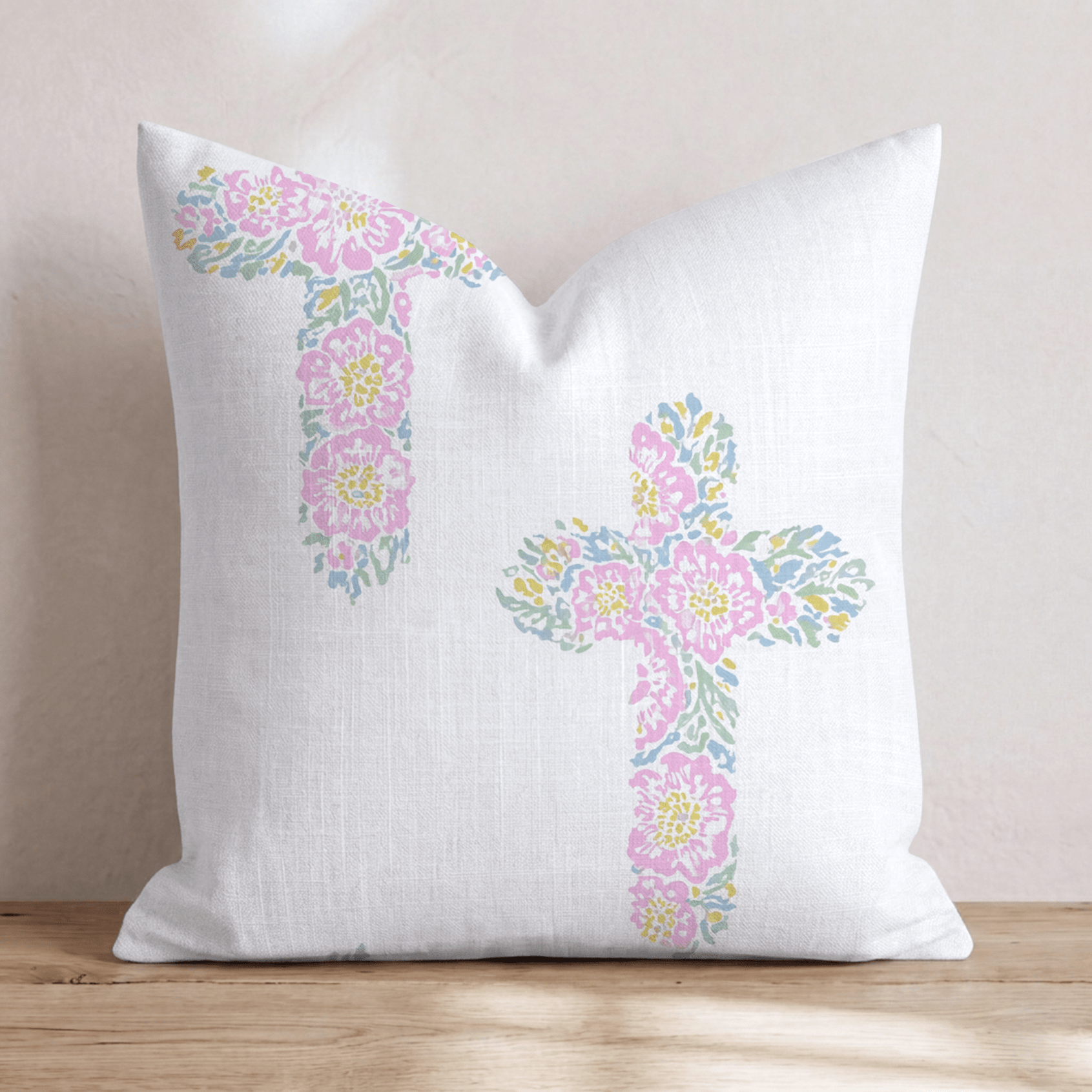 Floral Cross Throw Pillow - Hillcroft Home