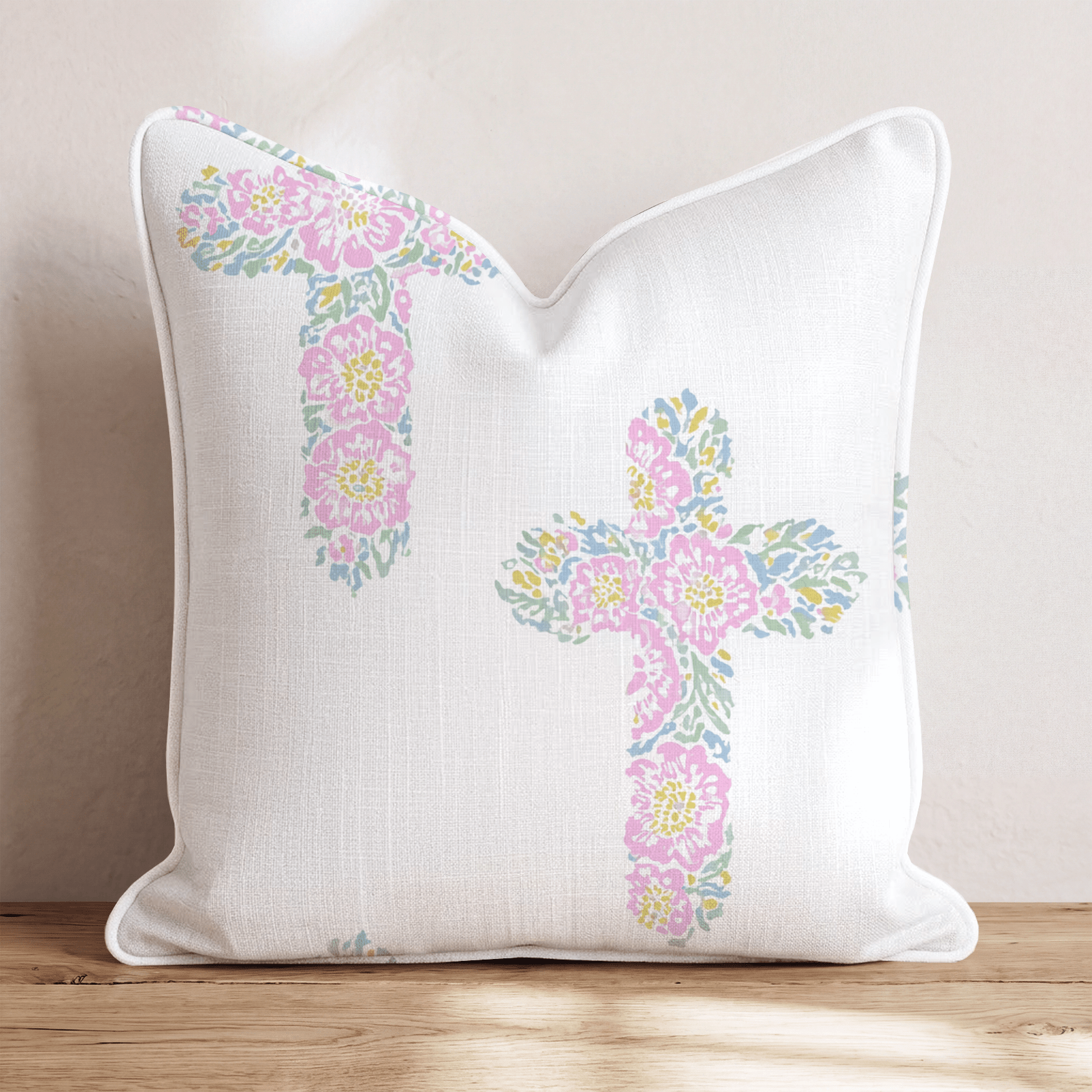 Floral Cross Throw Pillow - Hillcroft Home