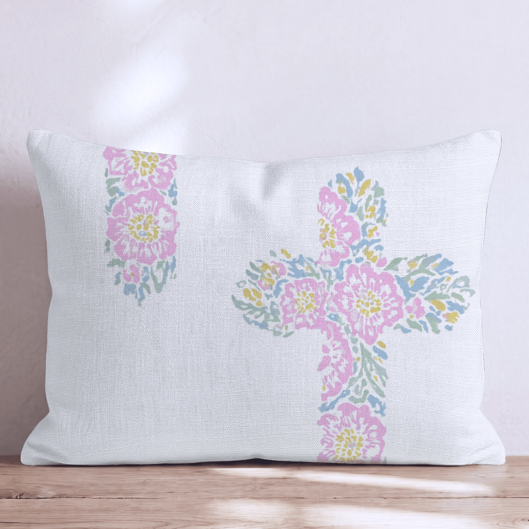 Floral Cross Throw Pillow - Hillcroft Home