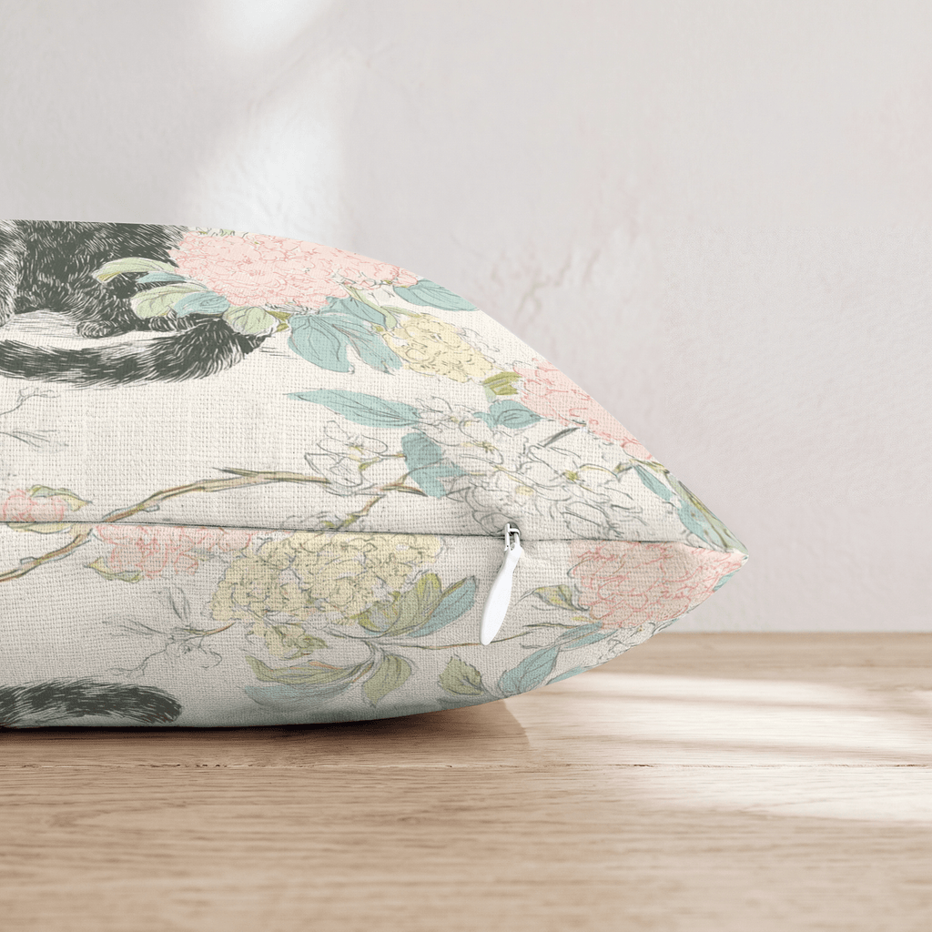 Floral Feline Throw Pillow - Hillcroft Home