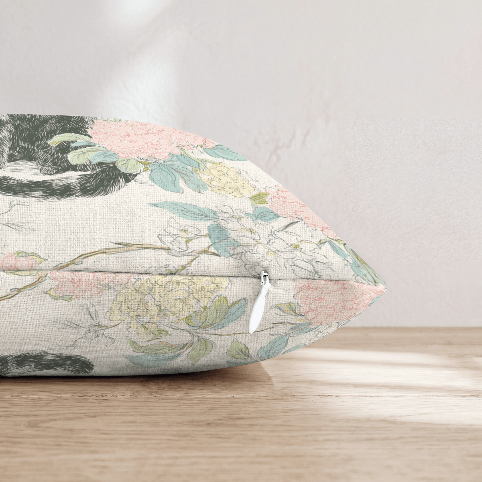 Floral Feline Throw Pillow - Hillcroft Home
