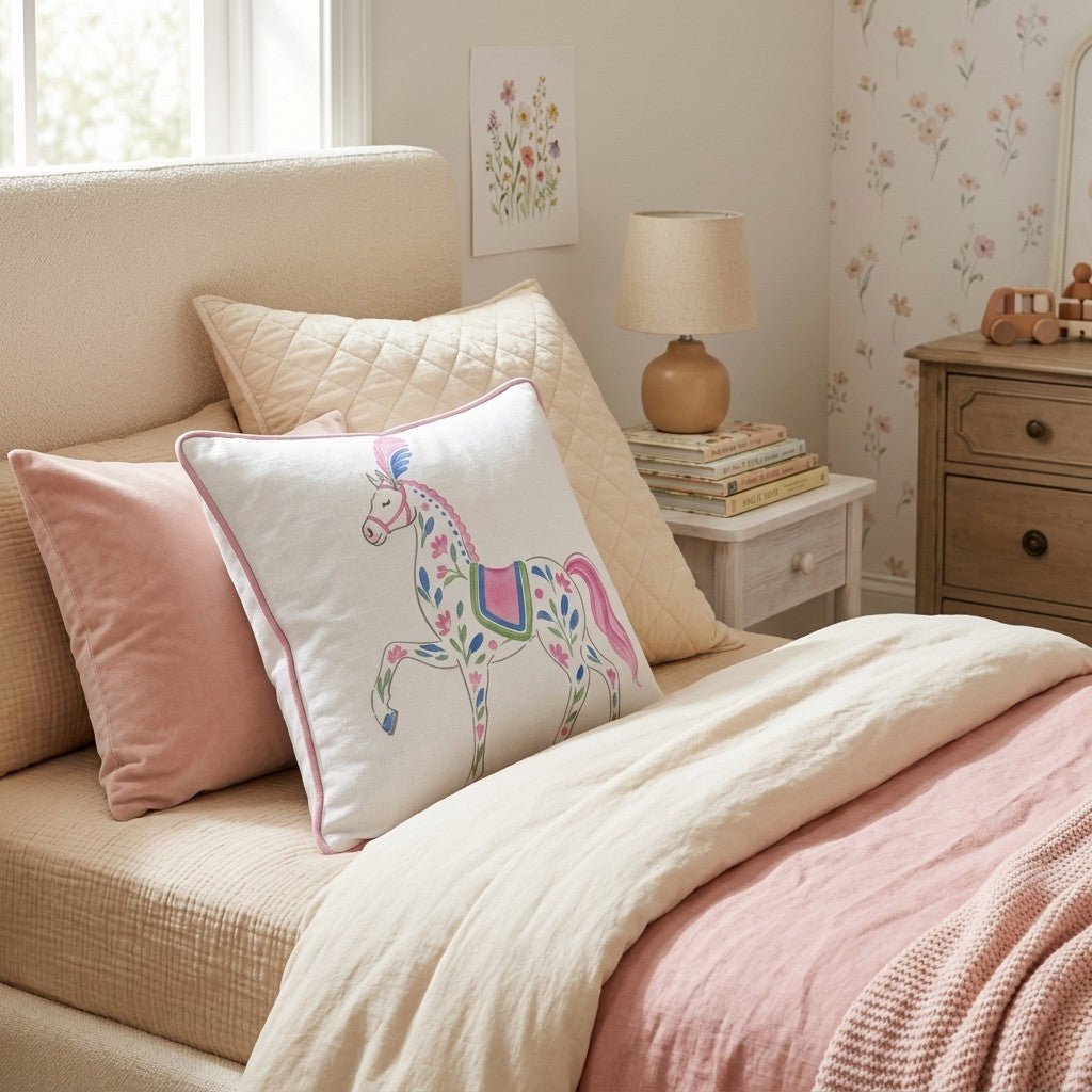 Floral Horse Throw Pillow - Hillcroft Home