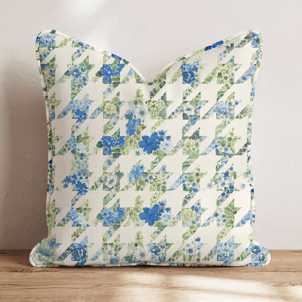 Floral Houndstooth Throw Pillow - Hillcroft Home