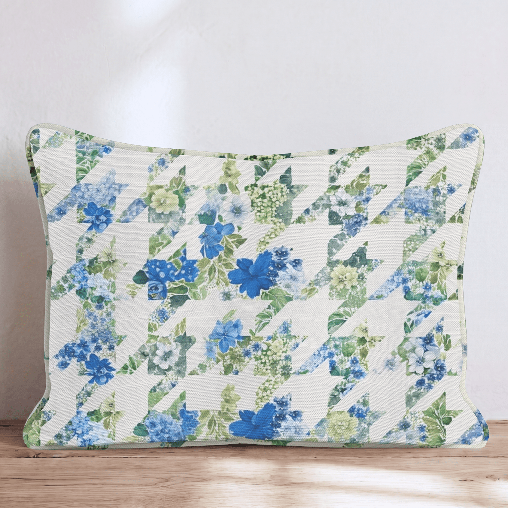 Floral Houndstooth Throw Pillow - Hillcroft Home