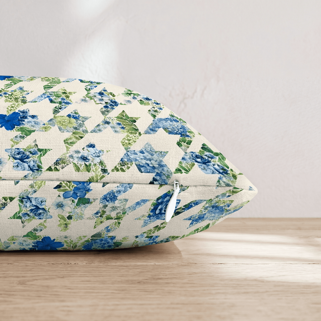 Floral Houndstooth Throw Pillow - Hillcroft Home