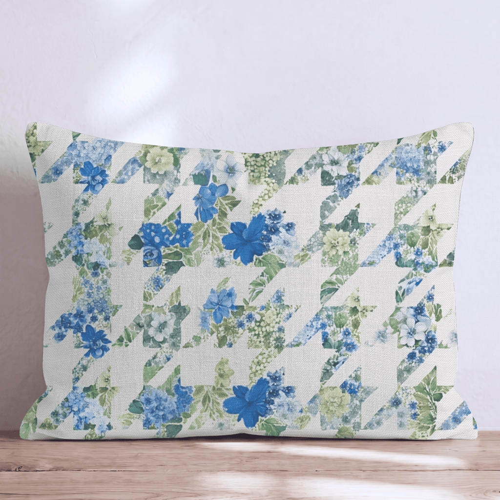 Floral Houndstooth Throw Pillow - Hillcroft Home