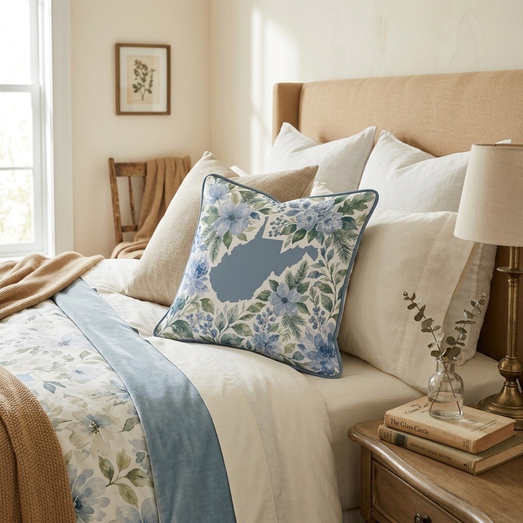 Floral West Virginia Throw Pillow - Hillcroft Home