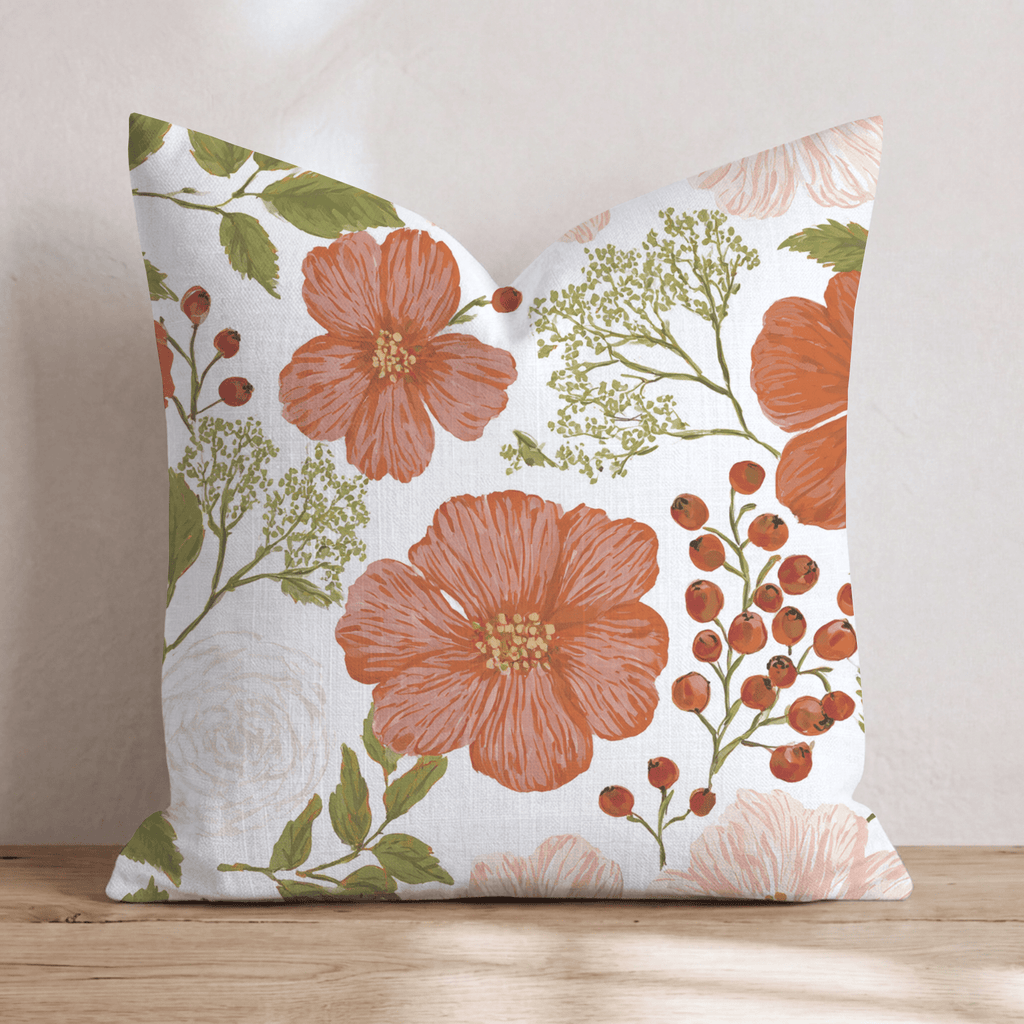 Florals In The Fall Throw Pillow - Hillcroft Home
