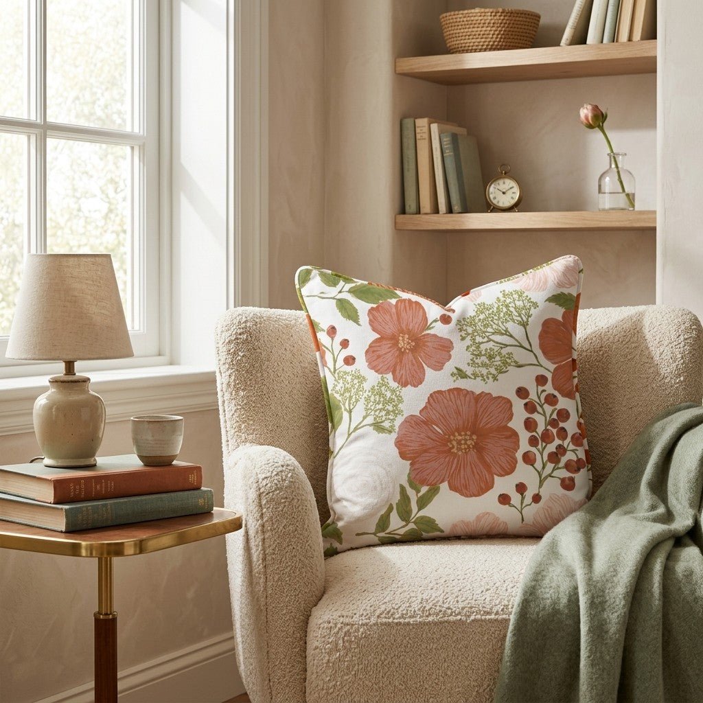Florals In The Fall Throw Pillow - Hillcroft Home