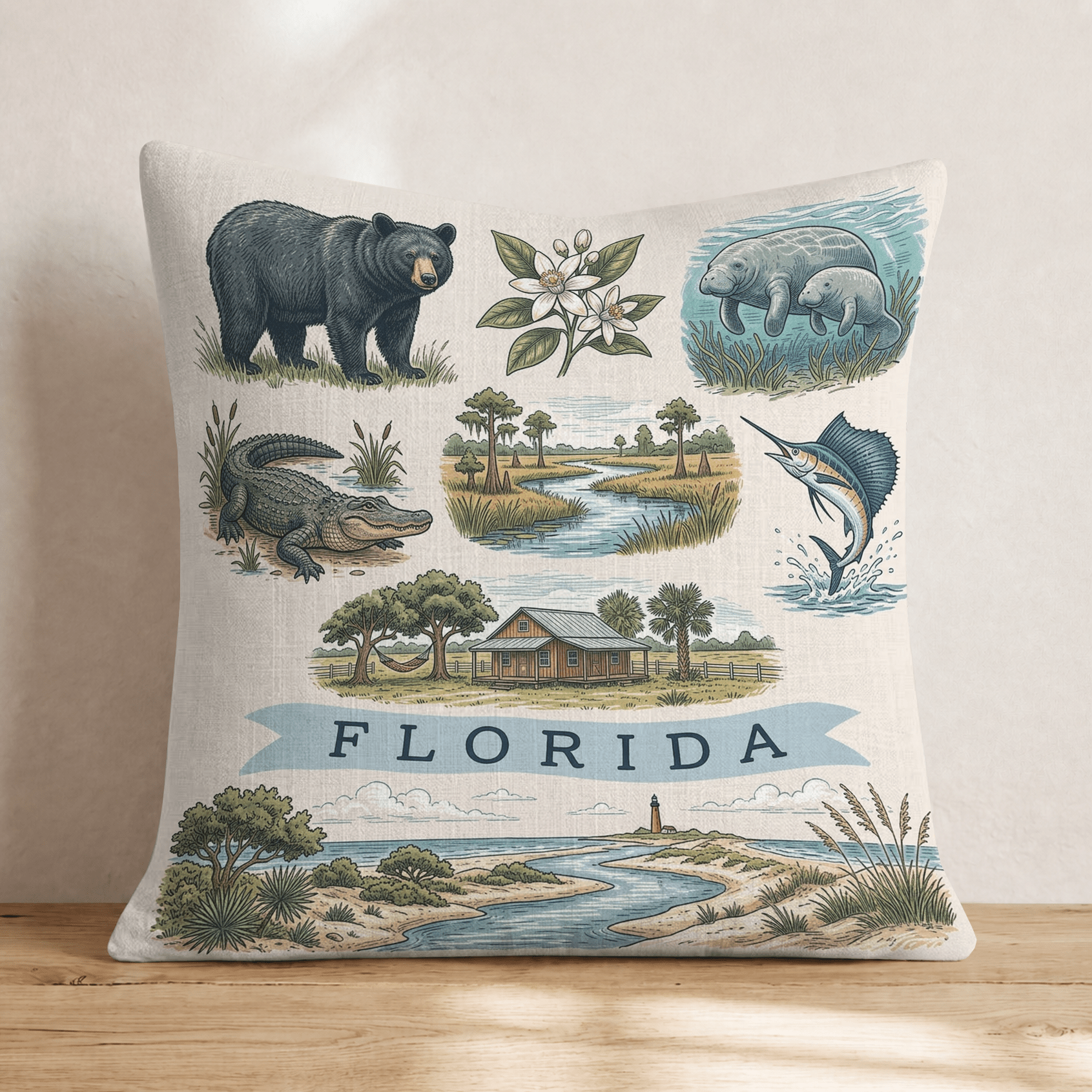 Florida Gallery Throw Pillow - Hillcroft Home