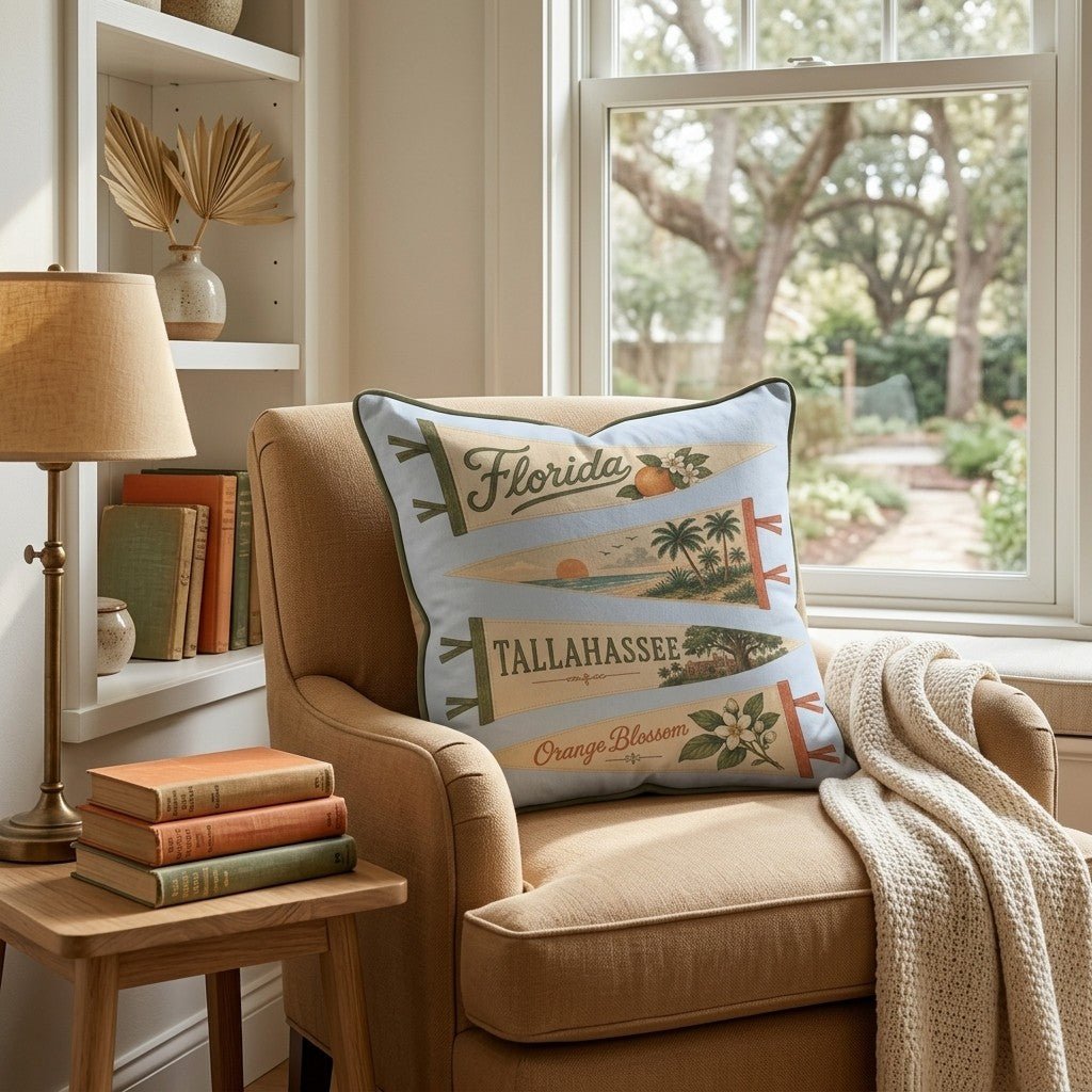 Florida Pennant Throw Pillow - Hillcroft Home
