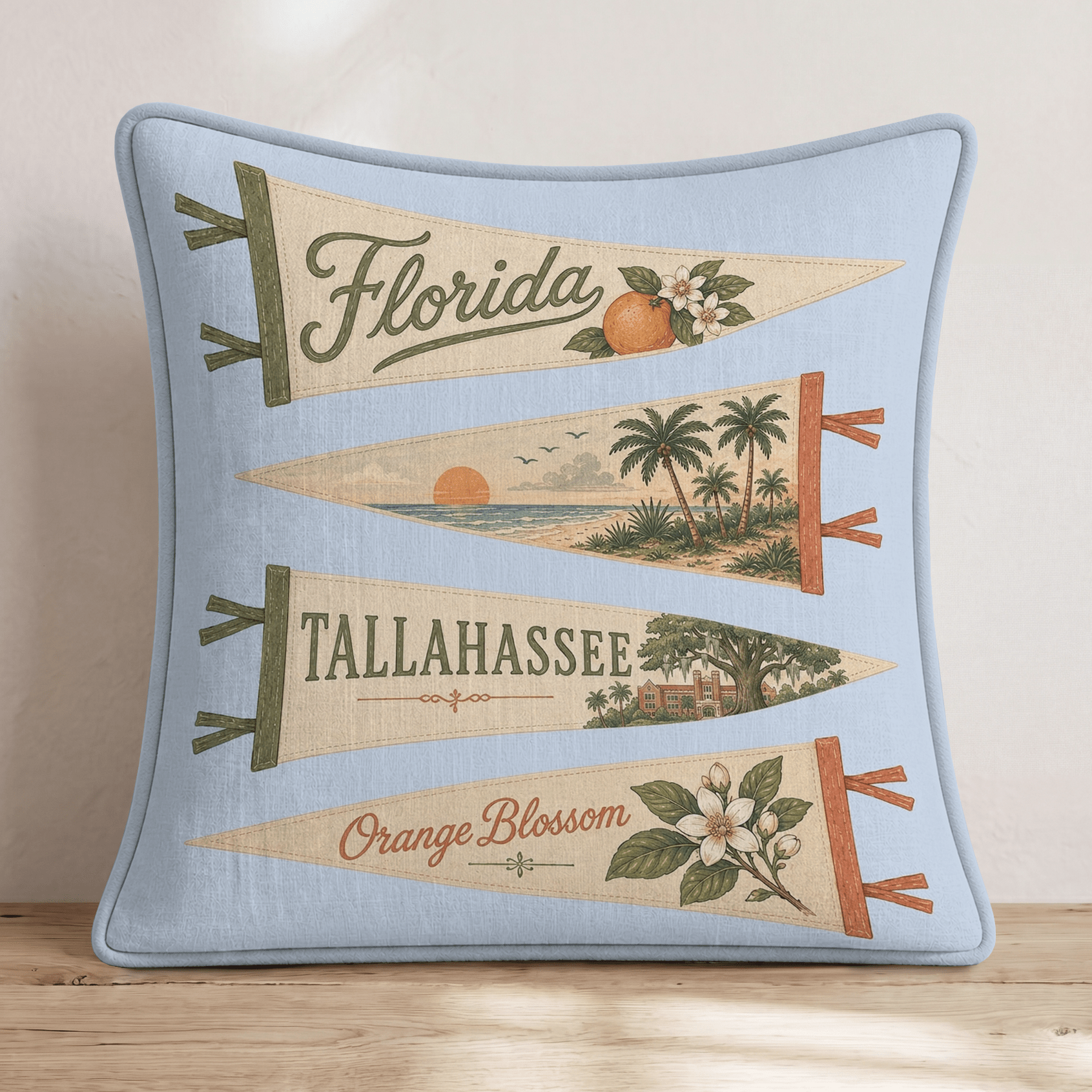 Florida Pennant Throw Pillow - Hillcroft Home
