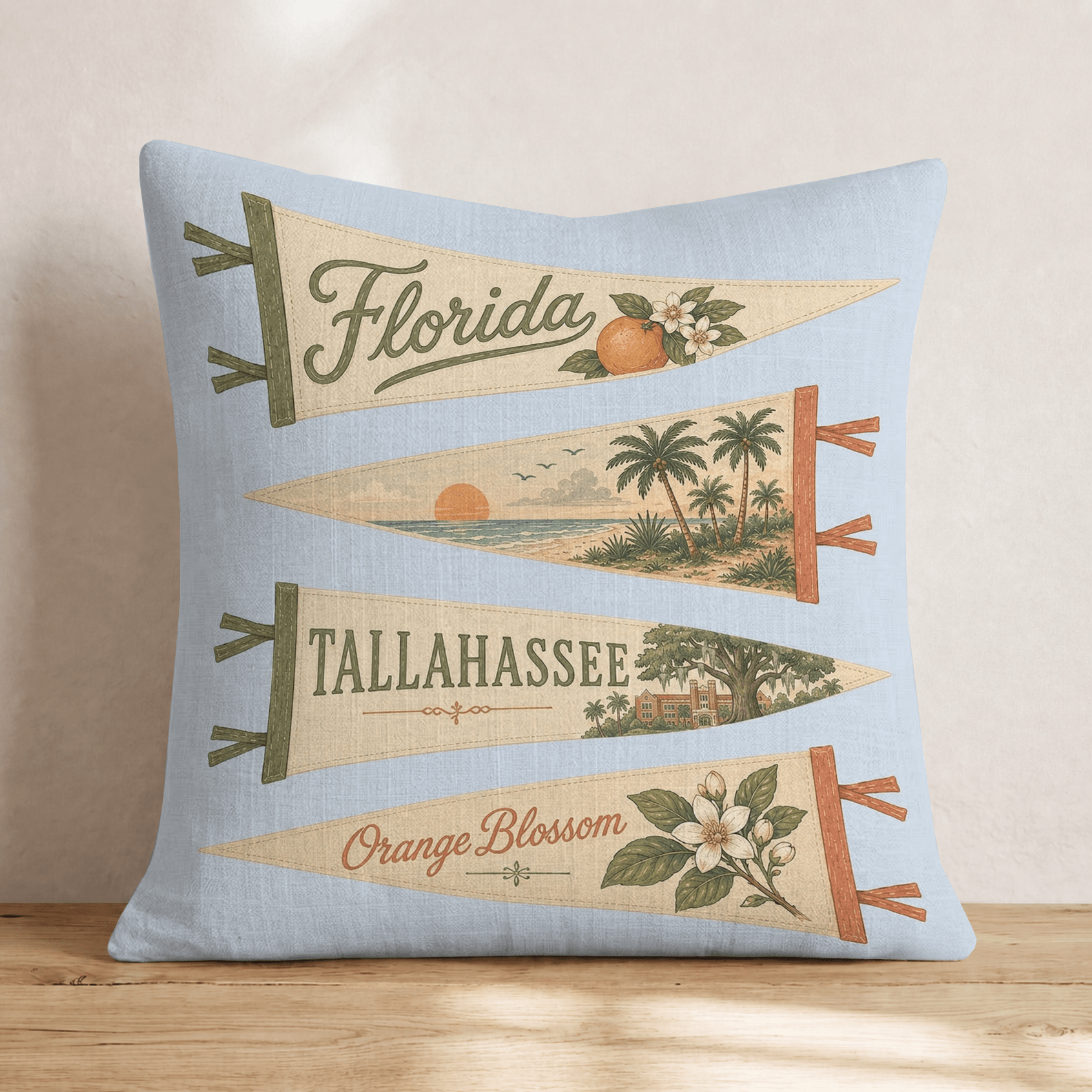 Florida Pennant Throw Pillow - Hillcroft Home