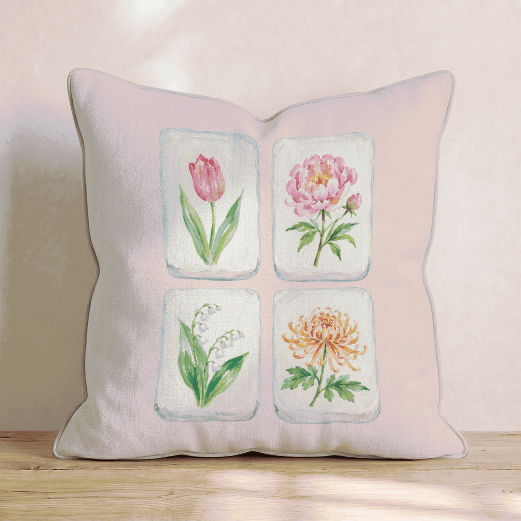 Flower Tiles Throw Pillow - Hillcroft Home