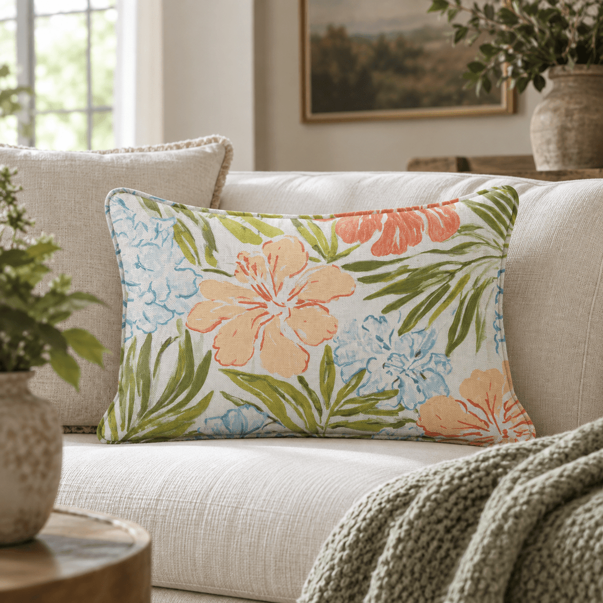 Flowers in the Breeze Throw Pillow throw pillow - Hillcroft Home