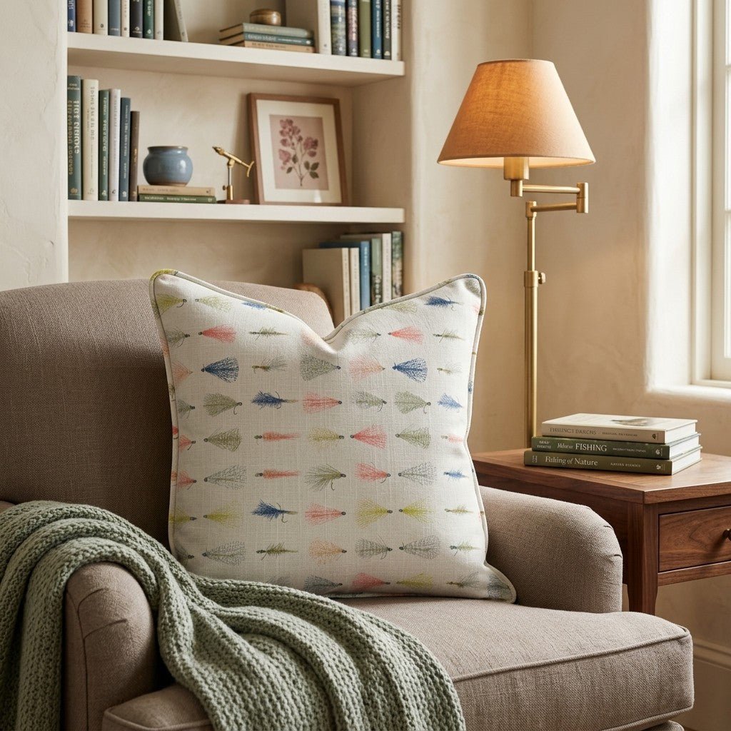 Fly Fishing Tackle Throw Pillow - Hillcroft Home
