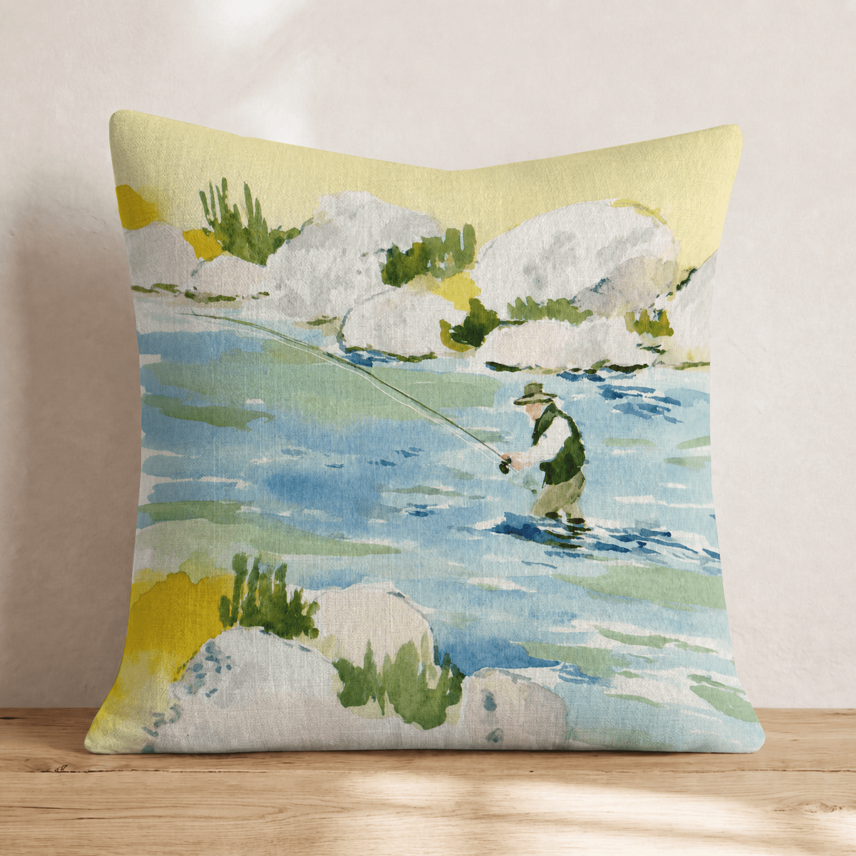 Fly Fishing Waiters Throw Pillow - Hillcroft Home