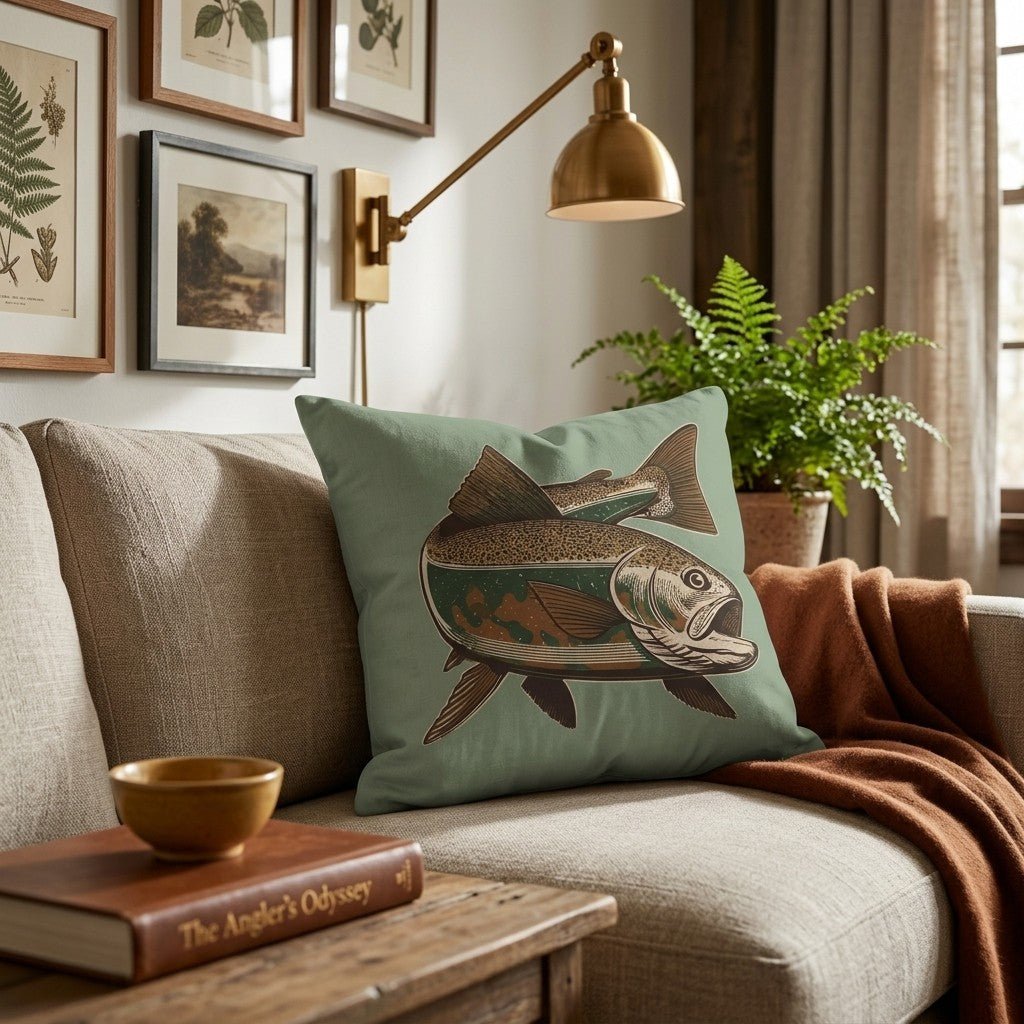 Flying Trout Throw Pillow - Hillcroft Home