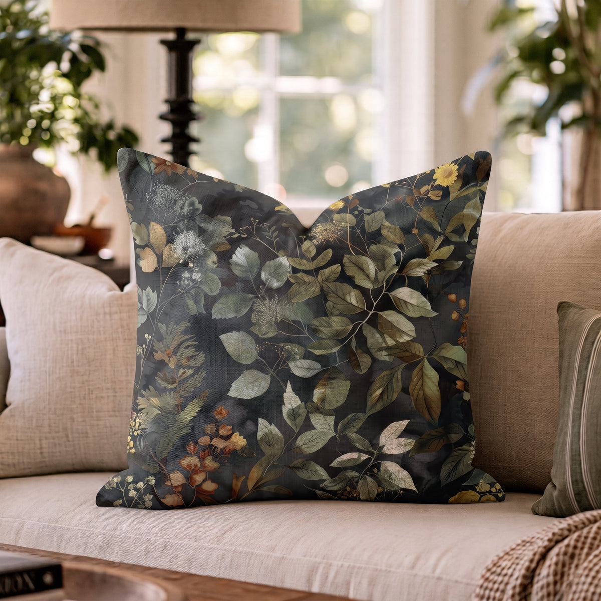 Fog Garden Throw Pillow throw pillow - Hillcroft Home