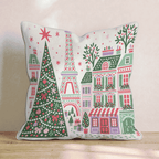 Folk Art Eiffel Tower Throw Pillow - Hillcroft Home