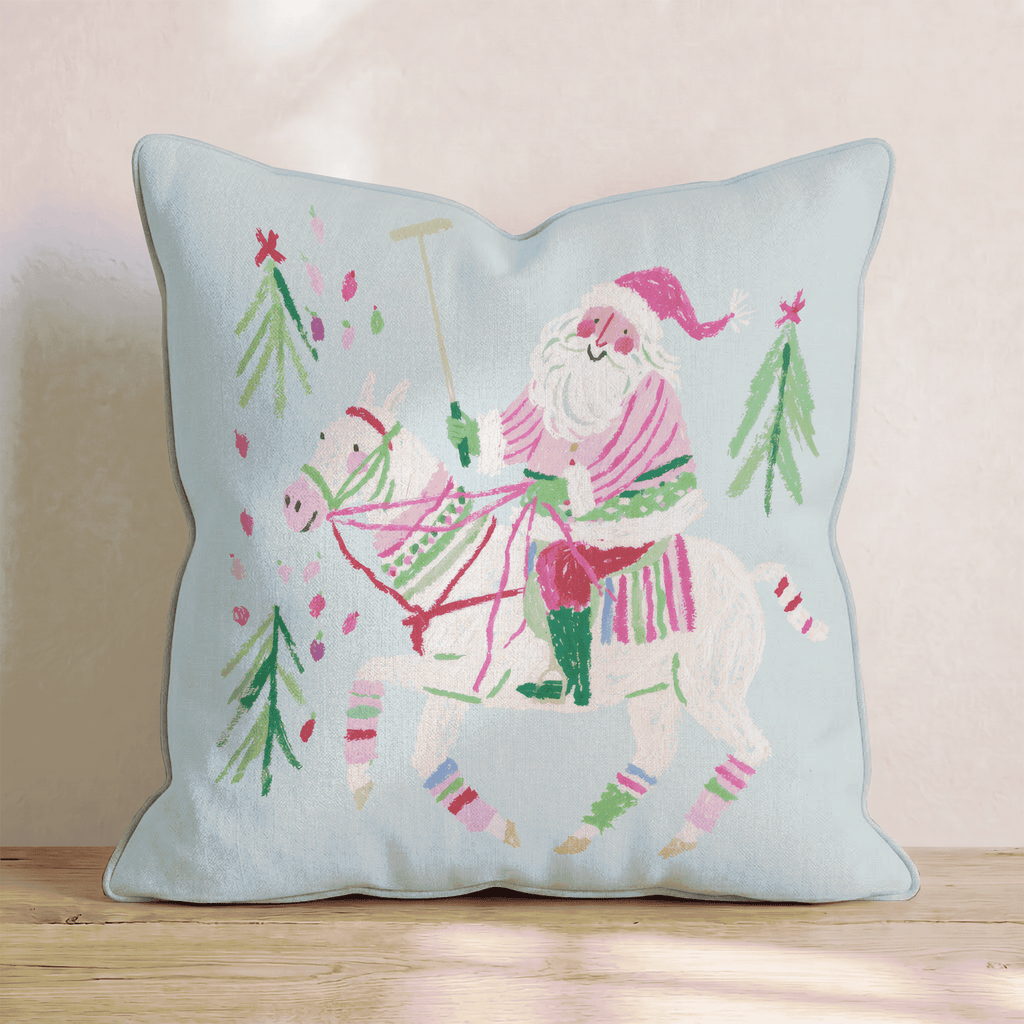 Folk Art Polo Santa Throw Pillow - Hillcroft Home