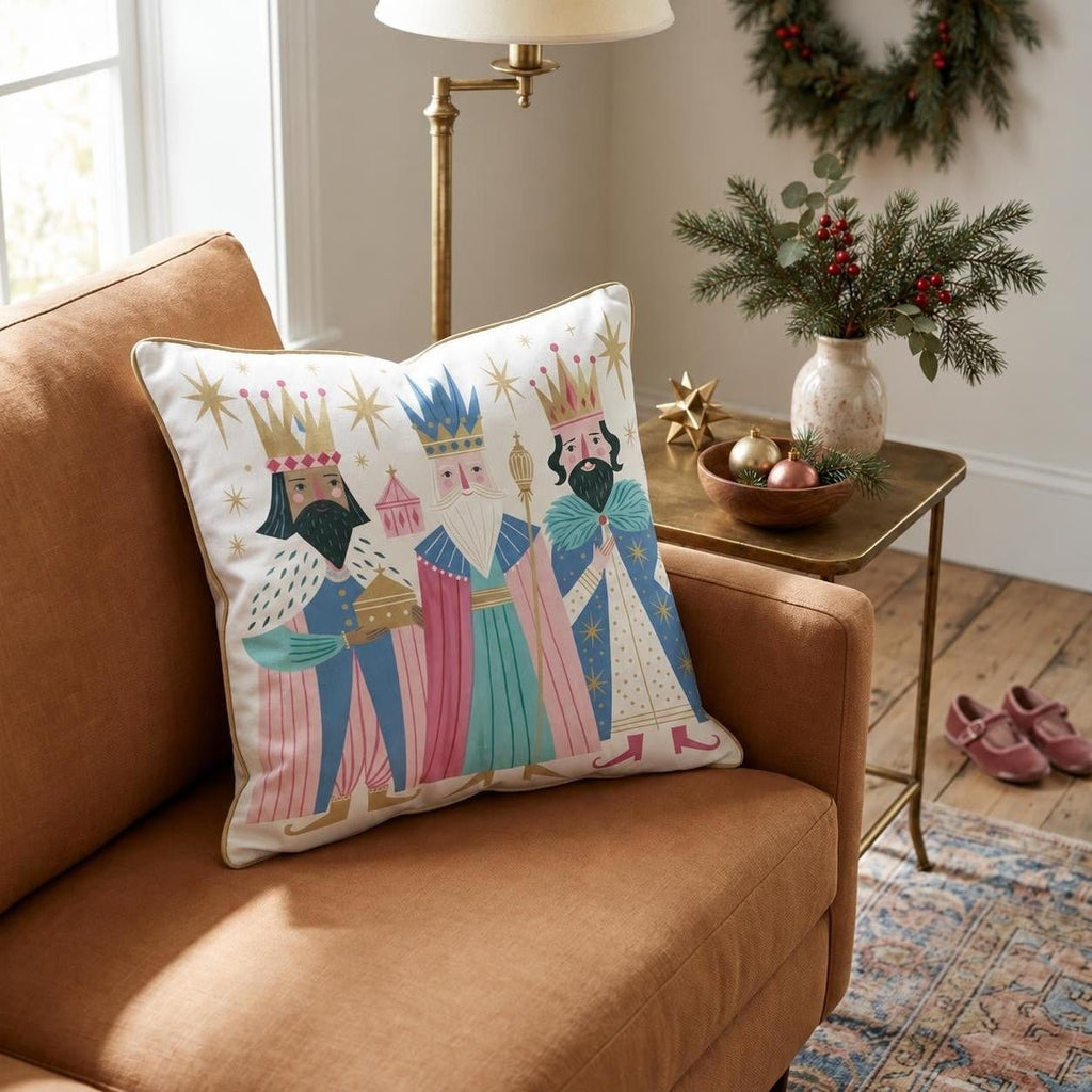 Folk Art Three Kings Throw Pillow throw pillow - Hillcroft Home