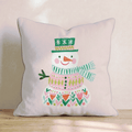 Folk Flower Snowman Throw Pillow - Hillcroft Home