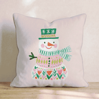 Folk Flower Snowman Throw Pillow - Hillcroft Home