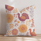 Folk Harvest Turkeys Throw Pillow - Hillcroft Home