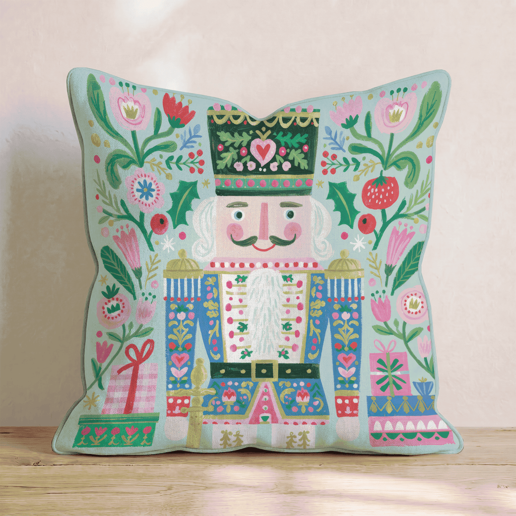 Folk Nutcracker Garden Throw Pillow - Hillcroft Home