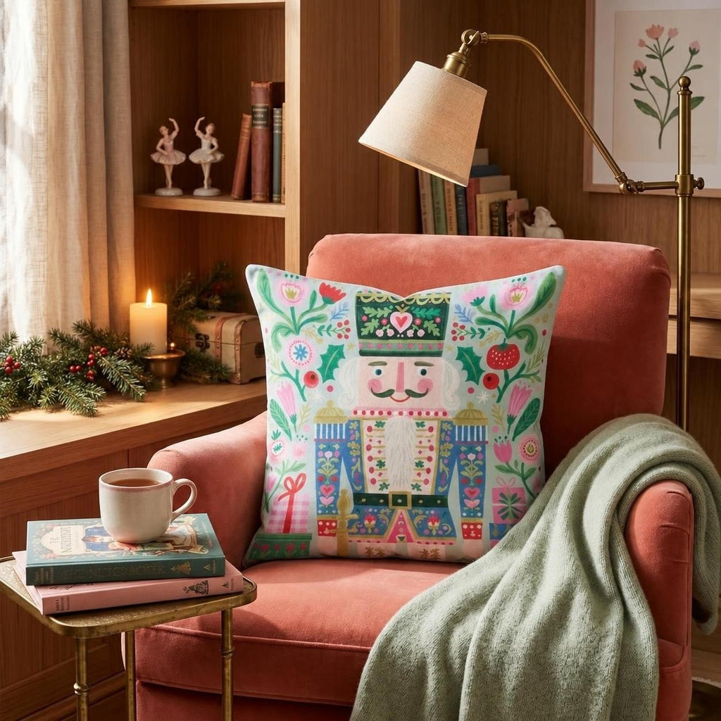 Folk Nutcracker Garden Throw Pillow throw pillow - Hillcroft Home