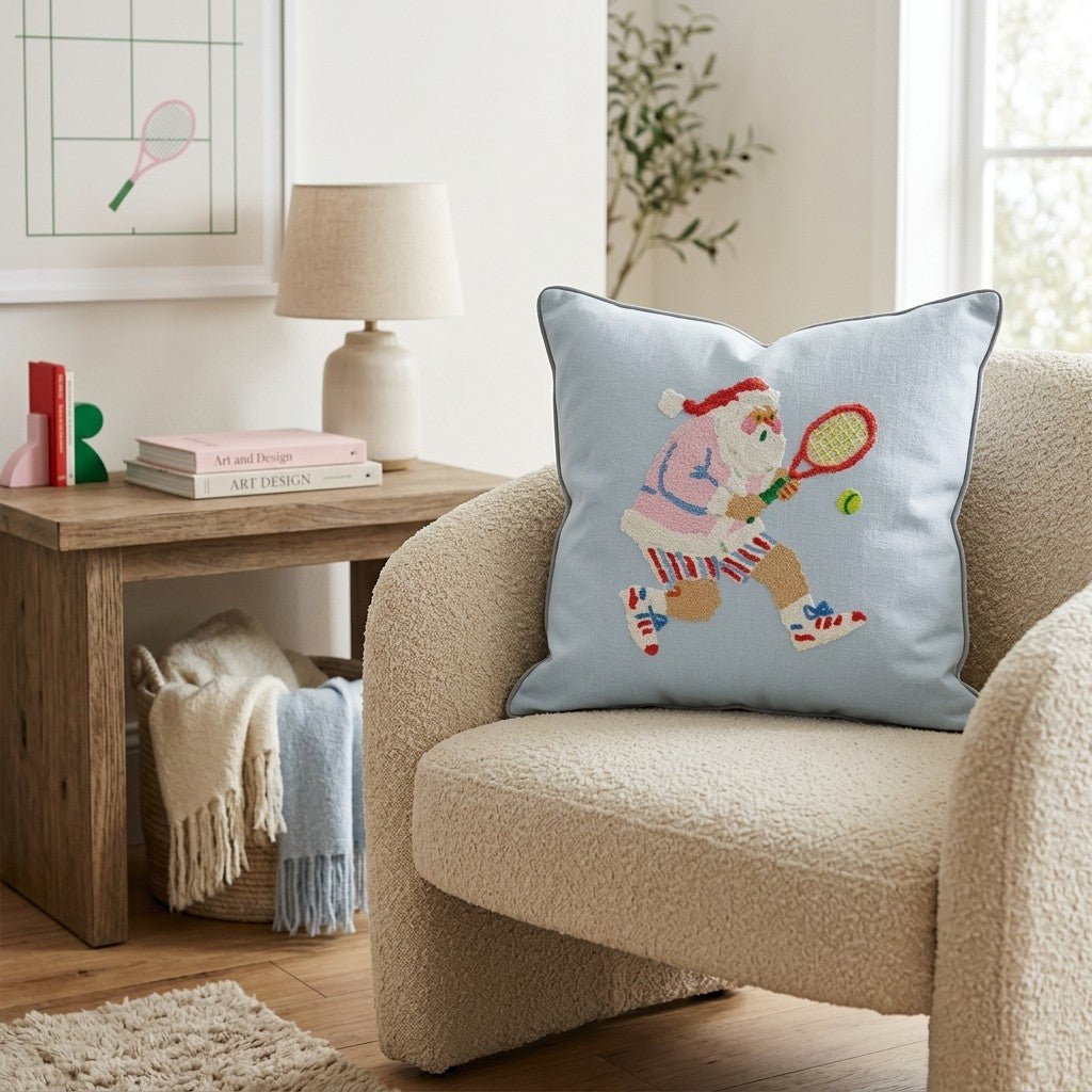Folk Tennis Rally Throw Pillow - Hillcroft Home