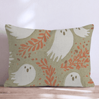 Folky Ghosts on Sage Throw Pillow - Hillcroft Home