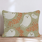 Folky Ghosts on Sage Throw Pillow - Hillcroft Home