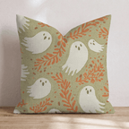 Folky Ghosts on Sage Throw Pillow - Hillcroft Home