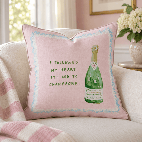 Followed My Heart Champagne Pink Throw Pillow throw pillow - Hillcroft Home