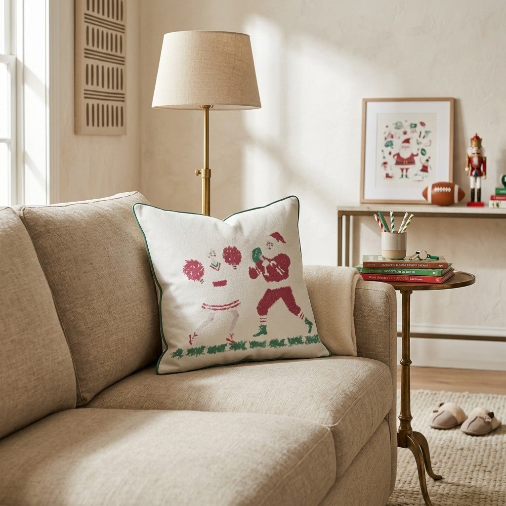 Football And The Clauses Throw Pillow - Hillcroft Home