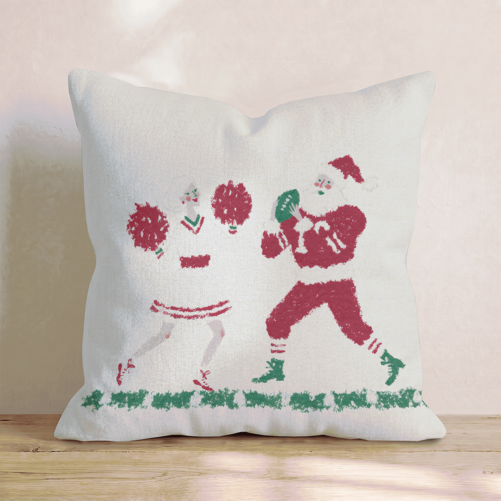 Football And The Clauses Throw Pillow - Hillcroft Home