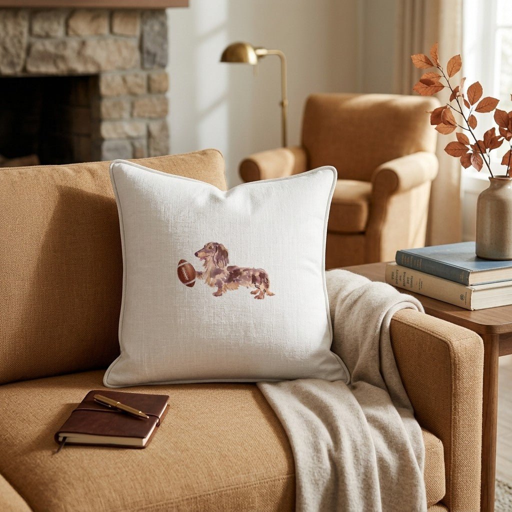 Football Dachshund Throw Pillow - Hillcroft Home