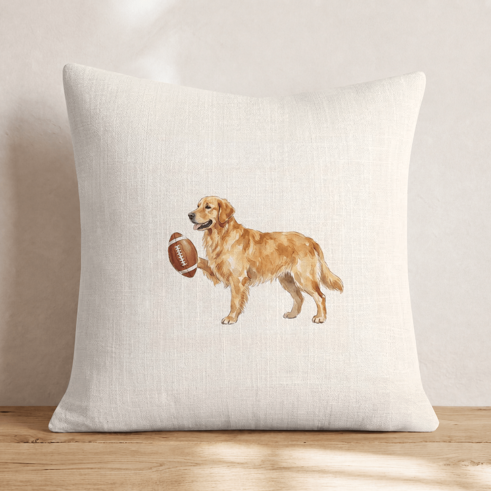 Football Golden Retriever Throw Pillow - Hillcroft Home