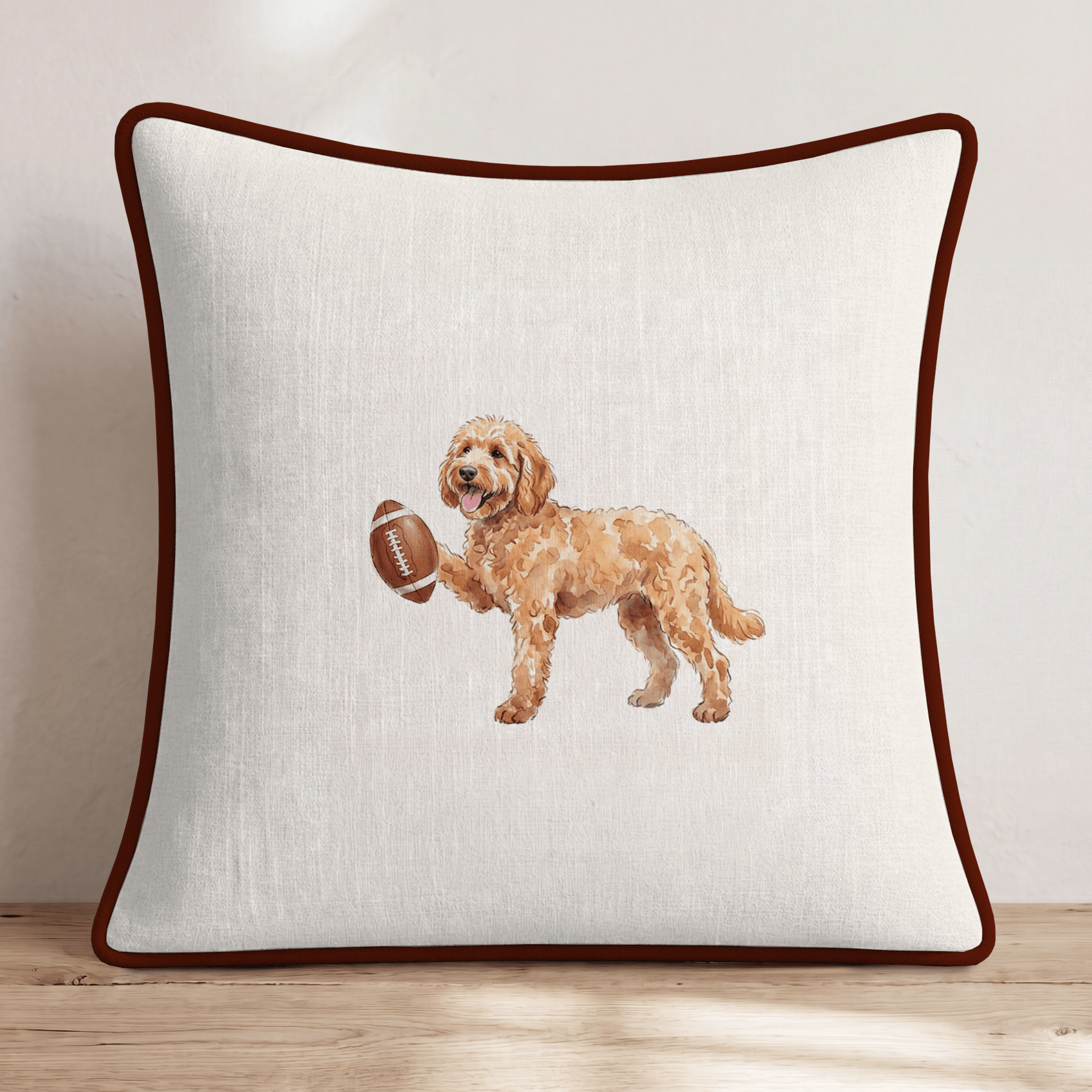 Football Goldendoodle Throw Pillow - Hillcroft Home