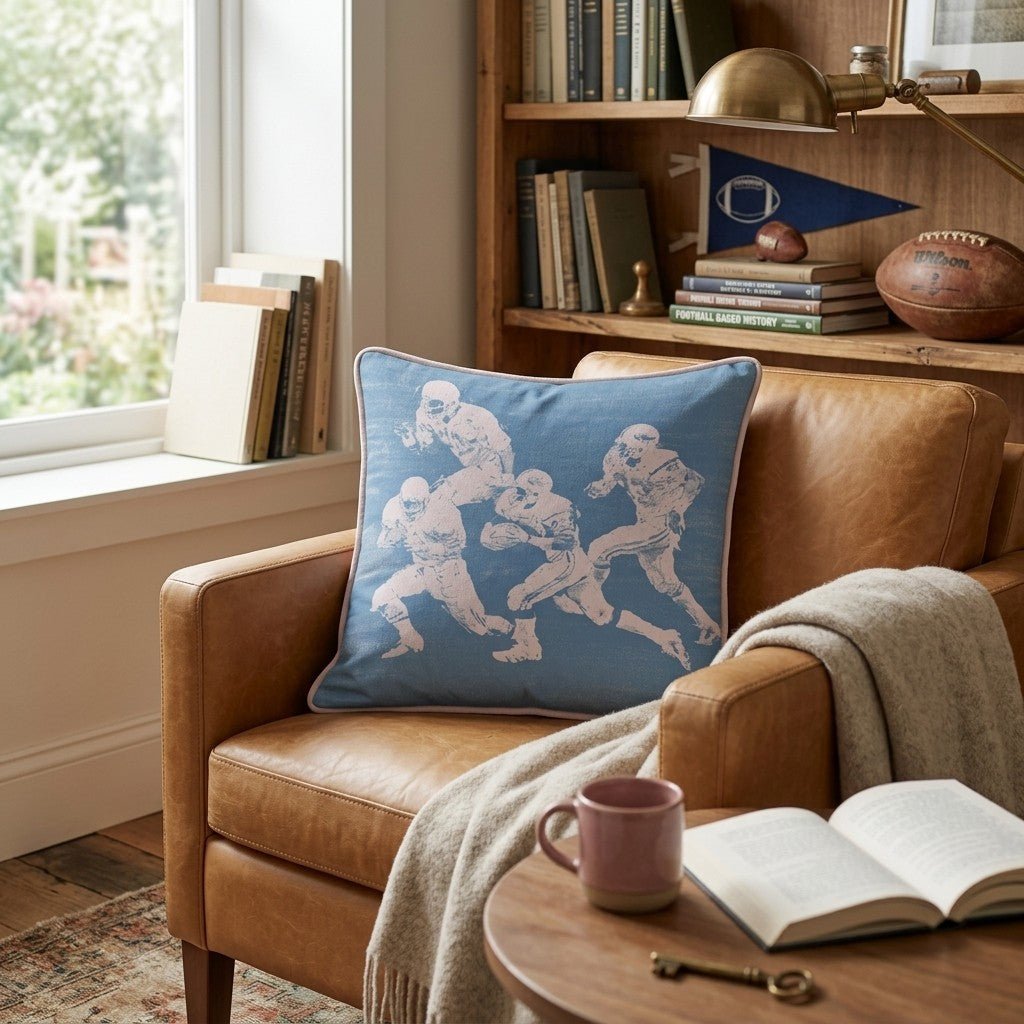 Football In Motion Throw Pillow - Hillcroft Home