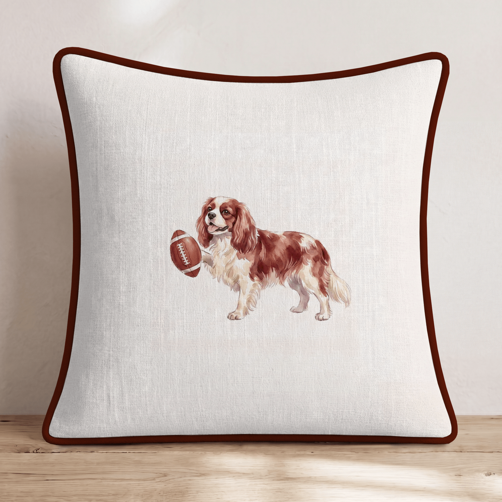 Football King Charles Spaniel Throw Pillow - Hillcroft Home