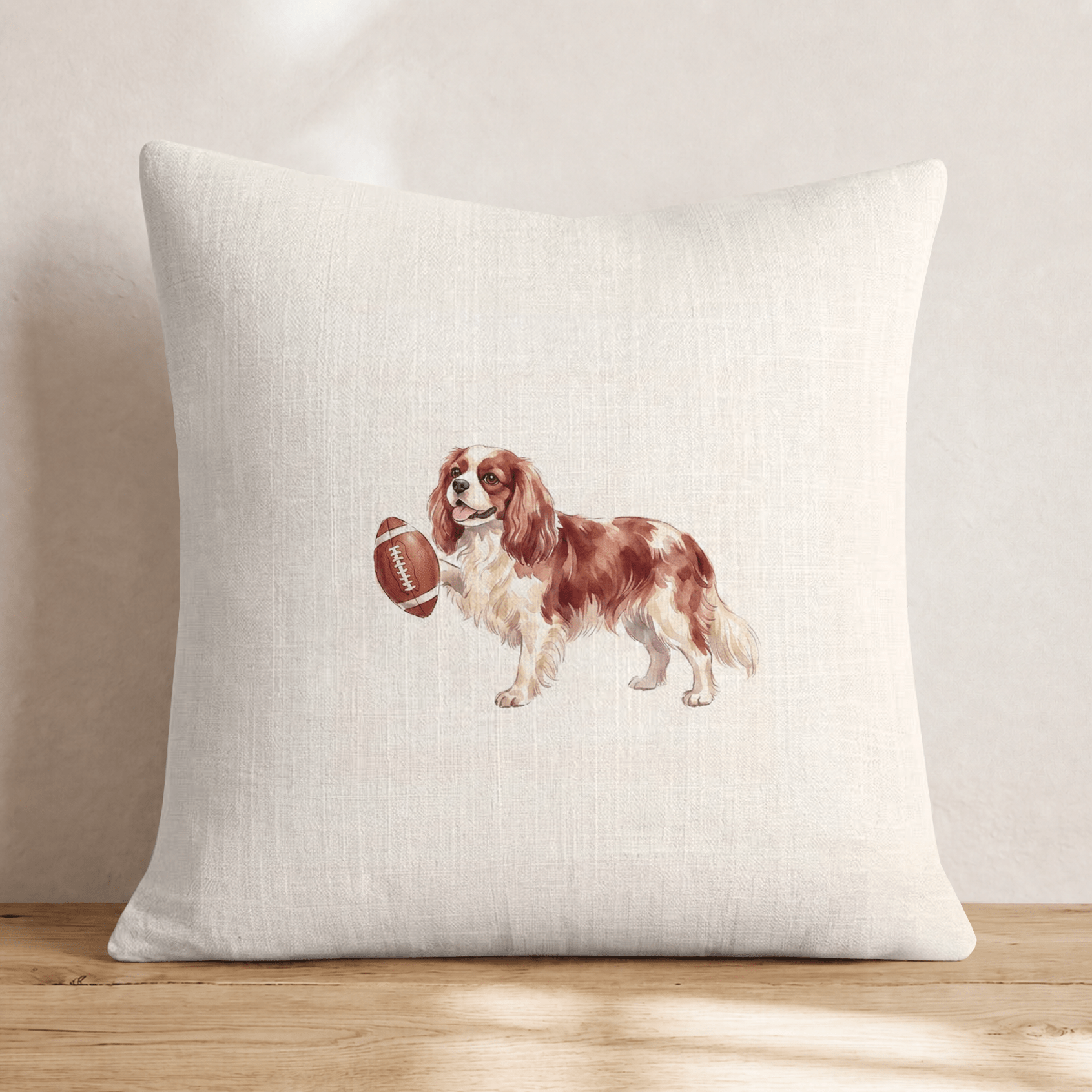 Football King Charles Spaniel Throw Pillow - Hillcroft Home