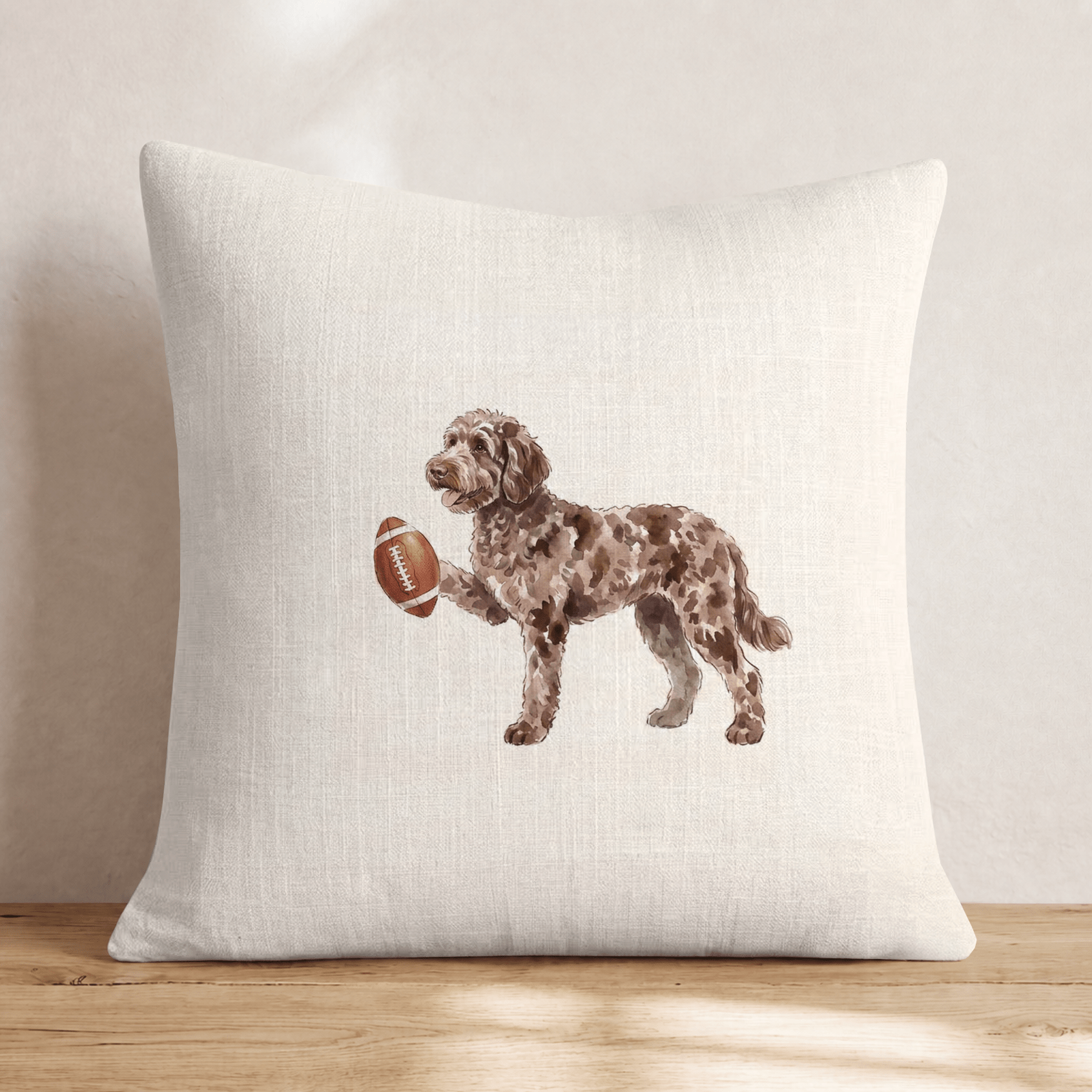 Football Labradoodle Throw Pillow - Hillcroft Home